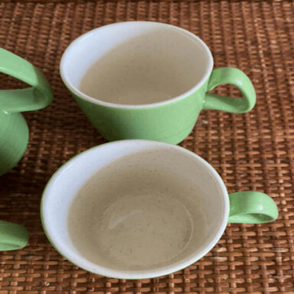 3 Small Cups and Pitcher Green Speckled - Picture 7 of 12